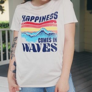 Happiness Comes In Waves Graphic Tee Shirt